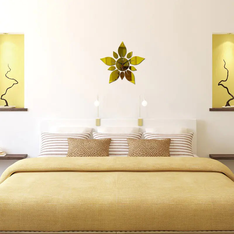 3D Acrylic Wall Clock with Floral Design