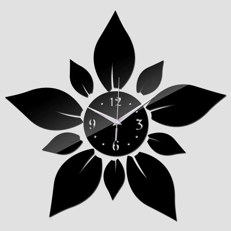 3D Acrylic Wall Clock with Floral Design